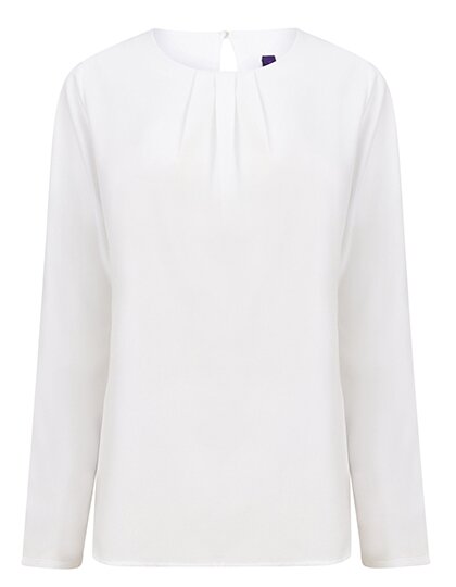 Ladies Pleat Front Long Sleeved Blouse